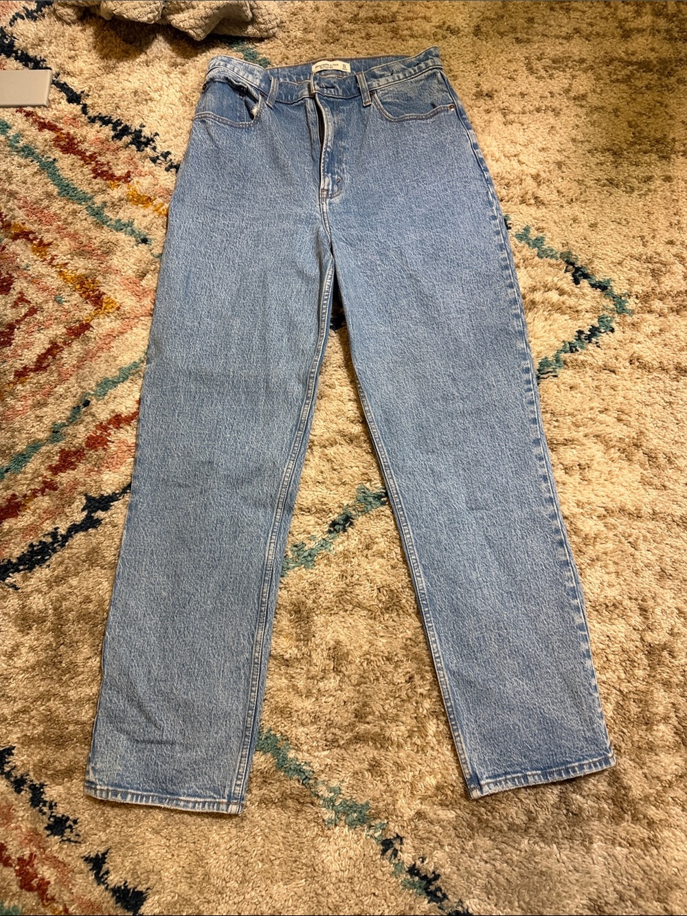 Abercrombie & Fitch Light Blue High-Rise Straight Jeans